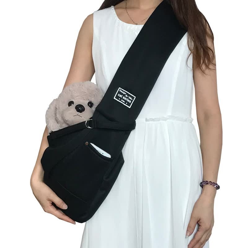 Black Pet Sling Carrier Bag – Hands-Free & Breathable