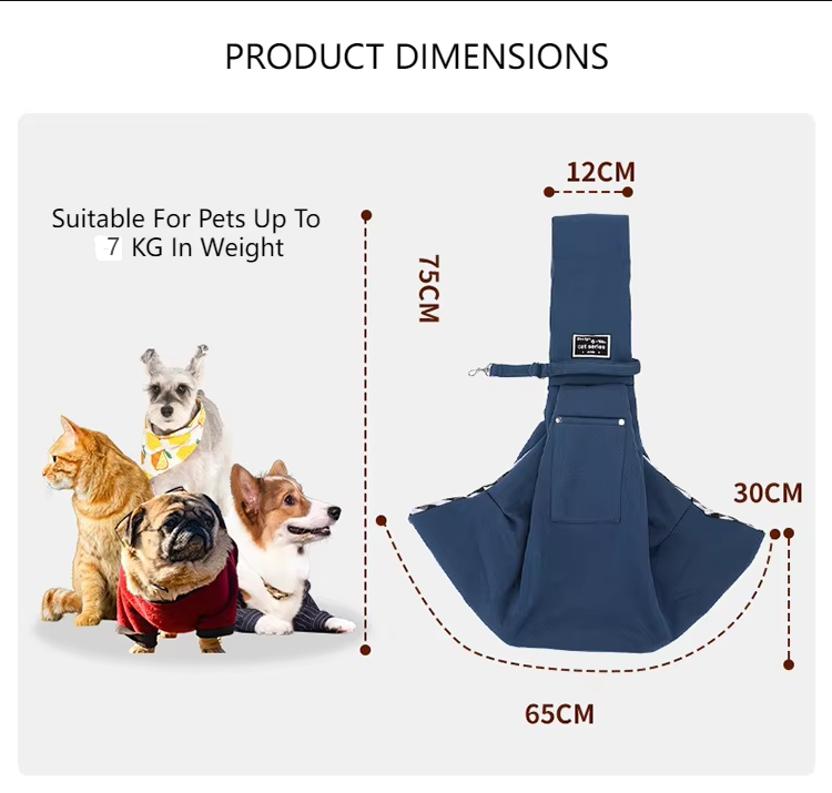 Navy Blue Pet Sling Carrier Bag – Hands-Free & Breathable