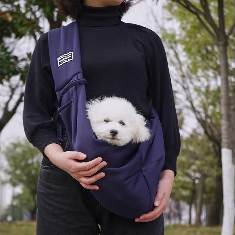 Navy Blue Pet Sling Carrier Bag – Hands-Free & Breathable