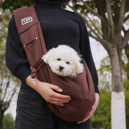 Brown Pet Sling Carrier Bag – Hands-Free & Breathable