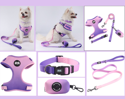 Crushed Black Adjustable Soft Pet Harness with Leash & Poop Bag Dispenser – Size S
