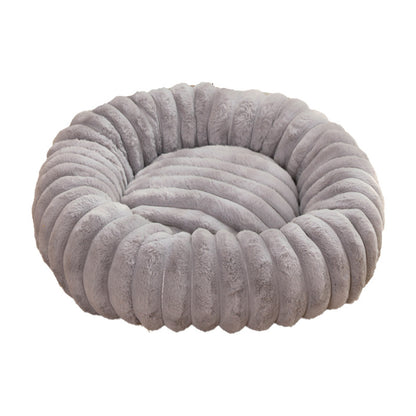 Grey Plush Pet Bed - 40cm Round Dog & Cat Mat, Cozy PP Cotton Filled, Comfortable Pet Supplies