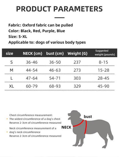 Size S Black Reflective No-Pull Dog Harness - Adjustable & Durable for Large Breeds, Anti-Escape Design
