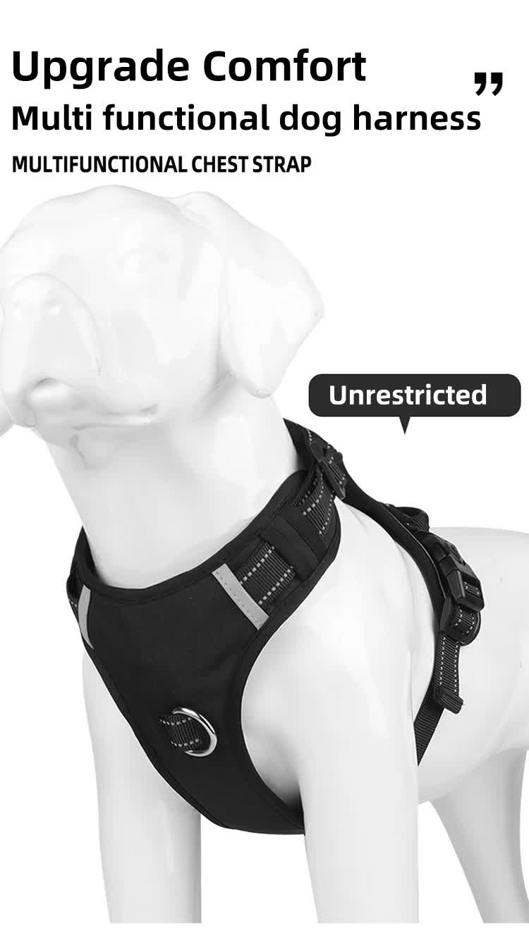 Size M Blue Reflective No-Pull Dog Harness - Adjustable & Durable for Large Breeds, Anti-Escape Design