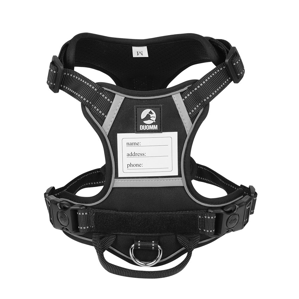 Size M Black Reflective No-Pull Dog Harness - Adjustable & Durable for Large Breeds, Anti-Escape Design