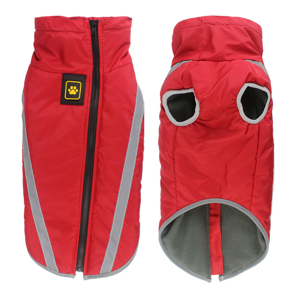 Size XL Red Reflective Winter Dog Jacket - Warm & Waterproof Outdoor Coat for Large Breeds