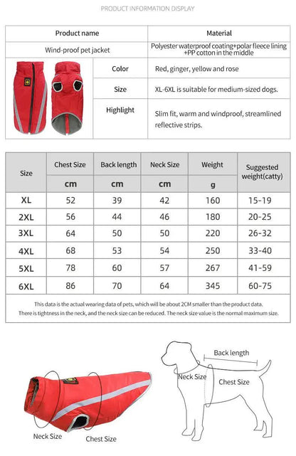 Pink Reflective Waterproof Winter Dog Jacket – Size 4XL
