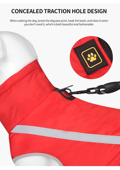 Red Reflective Waterproof Winter Dog Jacket – Size 4XL