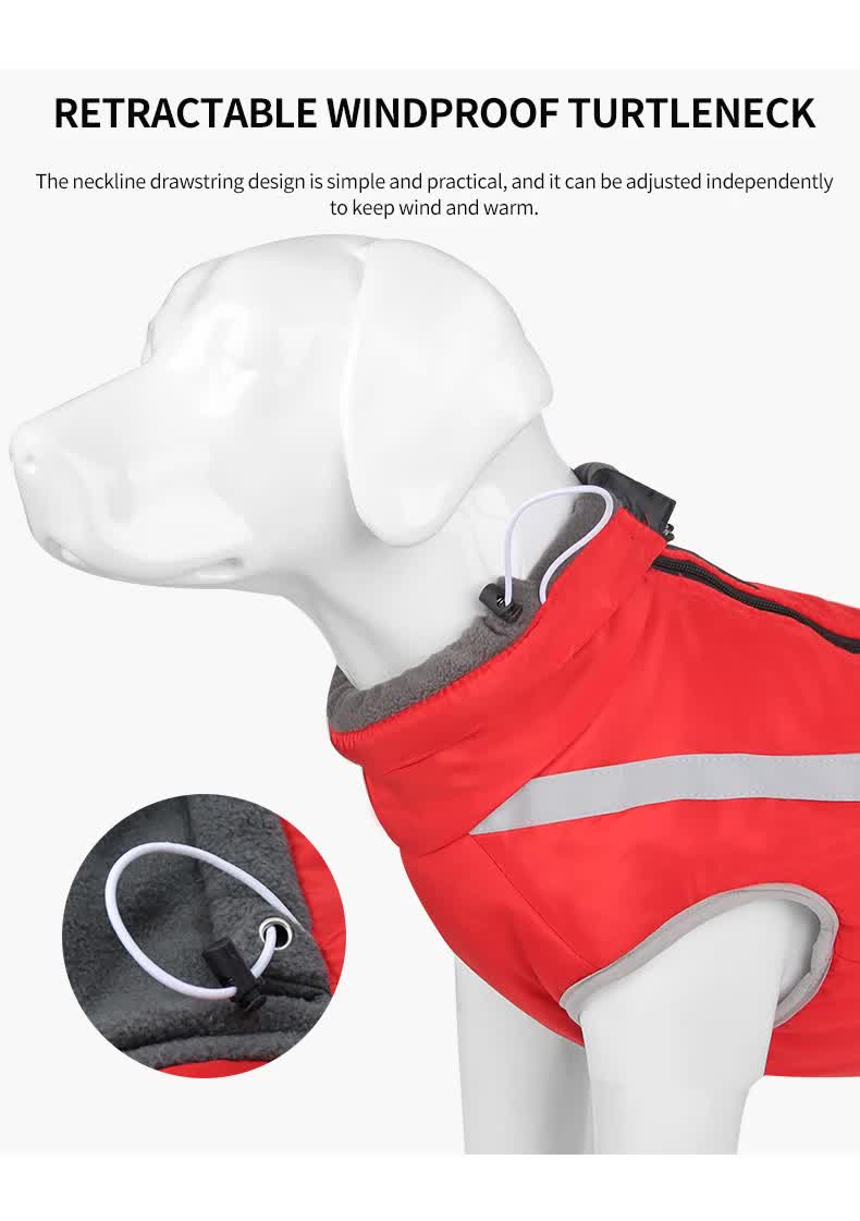 Red Reflective Waterproof Winter Dog Jacket – Size 4XL