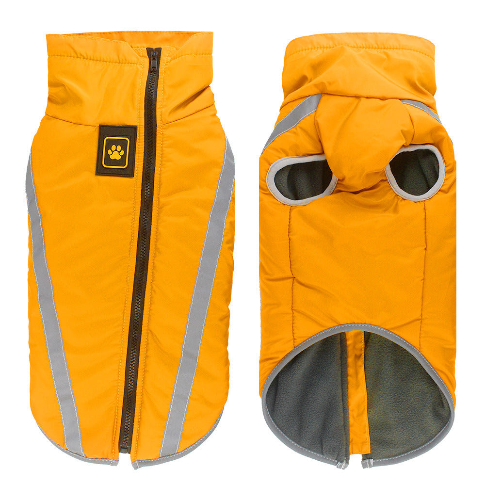 Size 5XL Yellow Reflective Winter Dog Jacket - Warm & Waterproof Outdoor Coat for Large Breeds