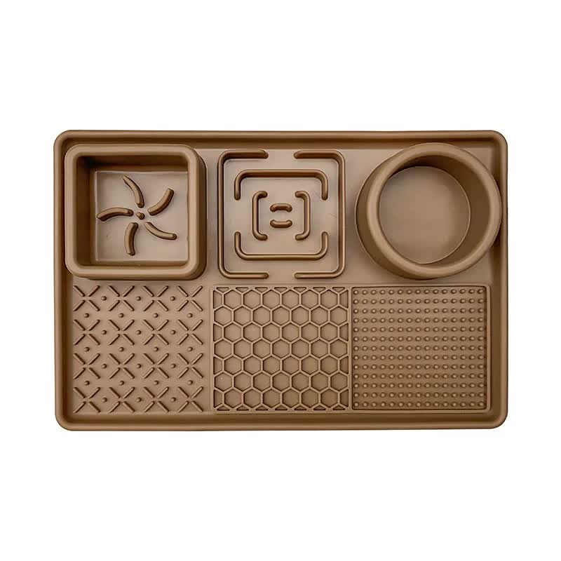 Brown Multi-Functional Pet Slow Feeder Lick Mat – Food-Grade Silicone