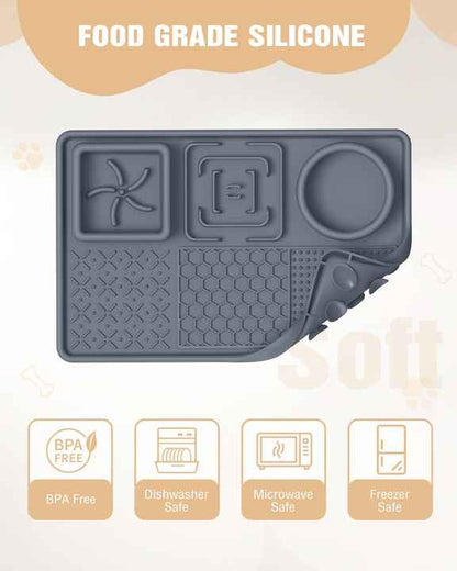 Brown Multi-Functional Pet Slow Feeder Lick Mat – Food-Grade Silicone