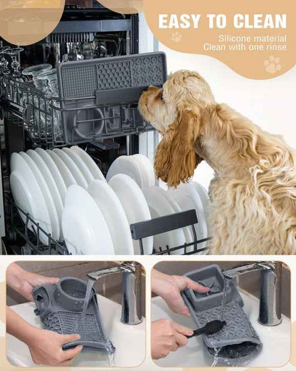 Brown Multi-Functional Pet Slow Feeder Lick Mat – Food-Grade Silicone