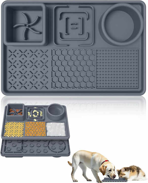 Black Multi-Functional Pet Slow Feeder Lick Mat – Food-Grade Silicone