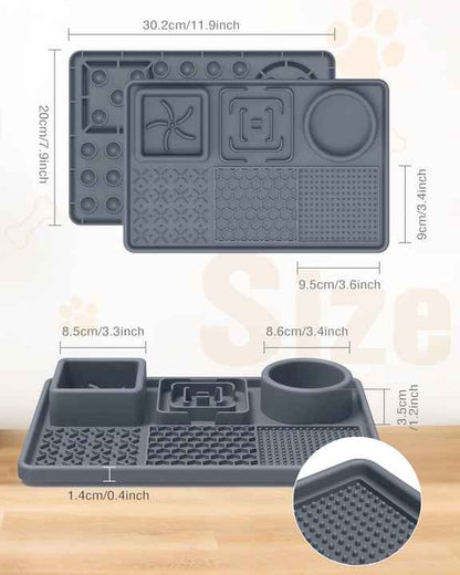 Black Multi-Functional Pet Slow Feeder Lick Mat – Food-Grade Silicone