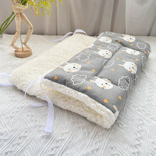 Reversible Cat Cage Mat – Warm Plush Sherpa Liner with Corner Ties (Rabbit Pattern, Grey, 40x60cm)