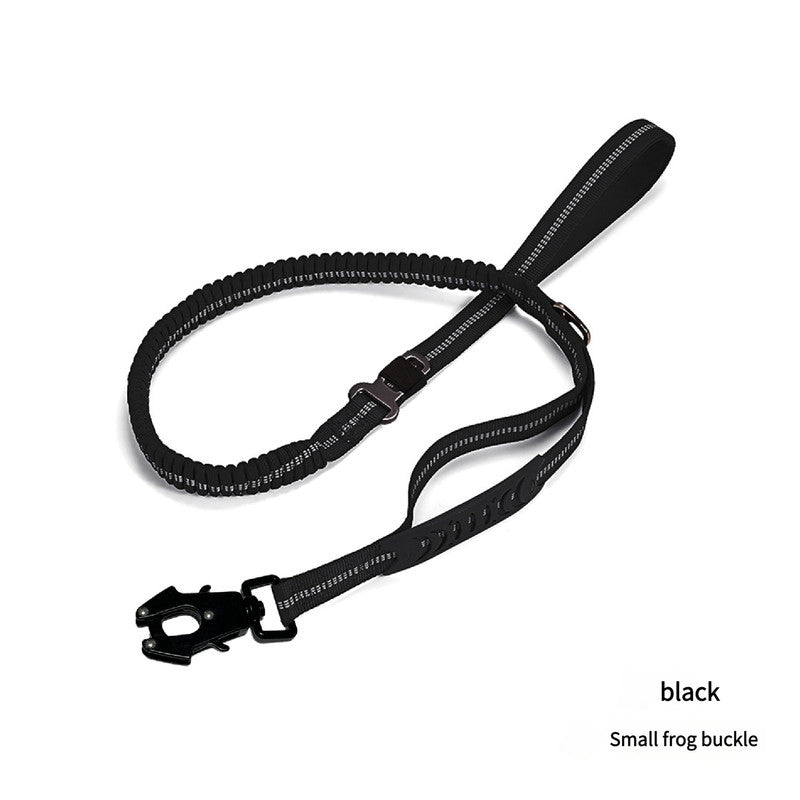 Black Shock Absorbing Dog Leash – 135cm with Reflective Stitching