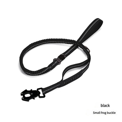 Black Shock Absorbing Dog Leash – 135cm with Reflective Stitching
