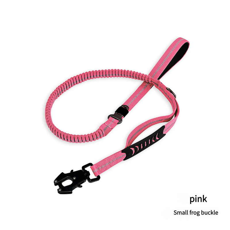 Pink Shock Absorbing Dog Leash – 135cm with Reflective Stitching