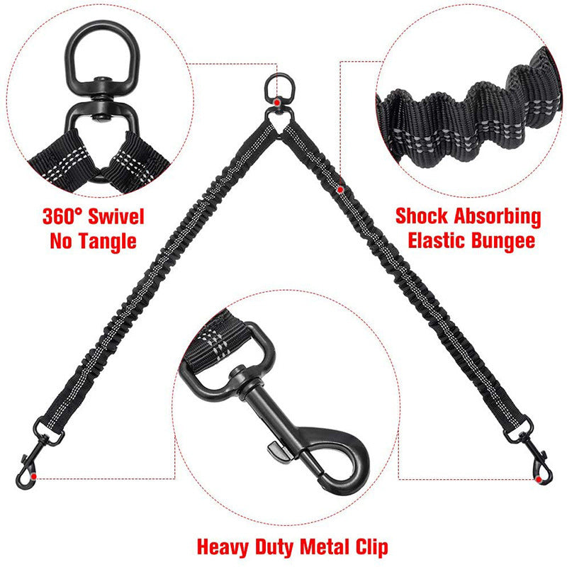 Orange Double-Ended Dog Leash Coupler – Tangle-Free, Walk Two Dogs