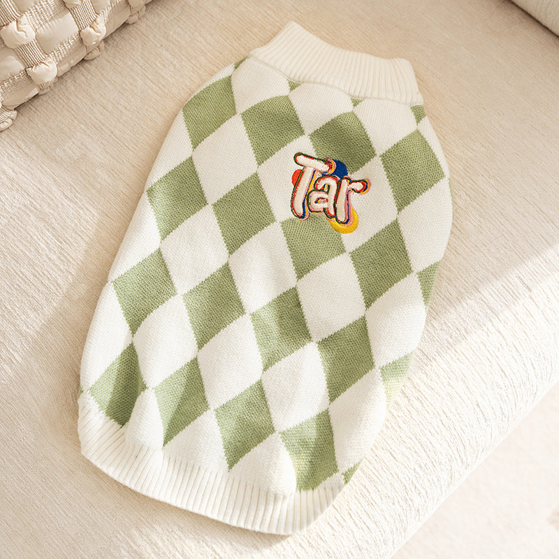 Classic Argyle Dog Sweater - Size M