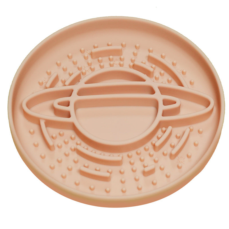 Apricot Silicone Planet Slow Feeder Dog Bowl – 2-in-1 Anti-Choke & Lick Mat