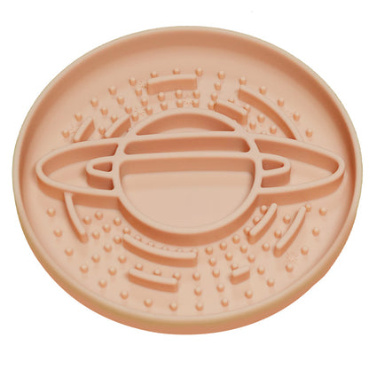 Apricot Silicone Planet Slow Feeder Dog Bowl – 2-in-1 Anti-Choke & Lick Mat