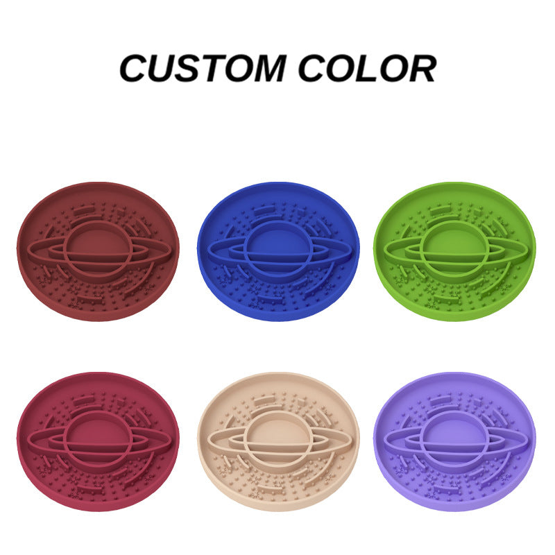 Apricot Silicone Planet Slow Feeder Dog Bowl – 2-in-1 Anti-Choke & Lick Mat