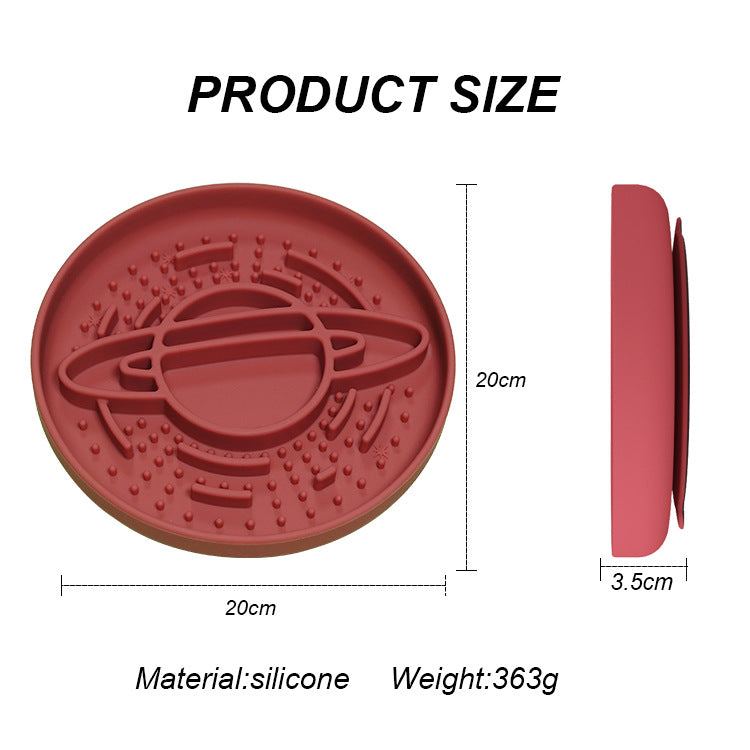 Apricot Silicone Planet Slow Feeder Dog Bowl – 2-in-1 Anti-Choke & Lick Mat
