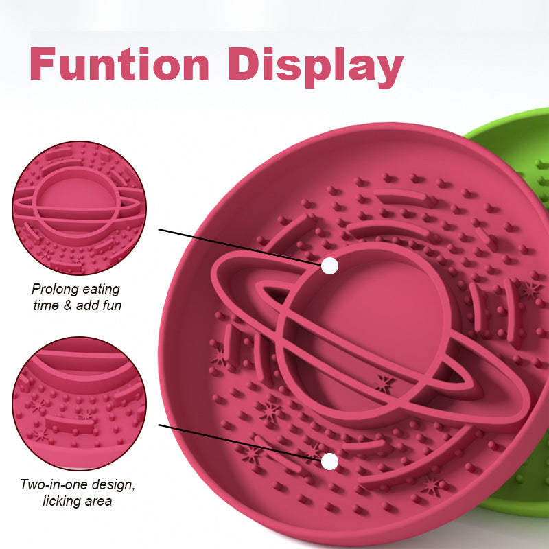 Apricot Silicone Planet Slow Feeder Dog Bowl – 2-in-1 Anti-Choke & Lick Mat