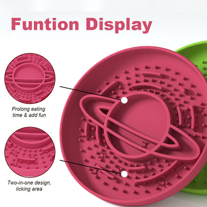 Apricot Silicone Planet Slow Feeder Dog Bowl – 2-in-1 Anti-Choke & Lick Mat
