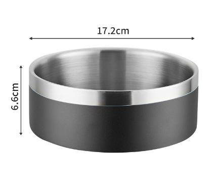 Black & Silver Premium 304 Stainless Steel Pet Bowl – 946ml, Non-Slip & Anti-Tip