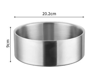Silver 304 Stainless Steel Pet Bowl – 1890ml, Non-Slip & Anti-Tip