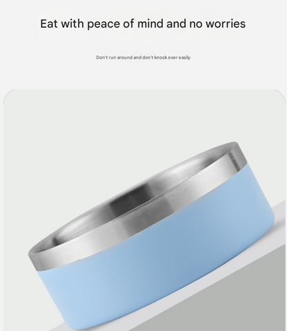 Silver 304 Stainless Steel Pet Bowl – 1890ml, Non-Slip & Anti-Tip