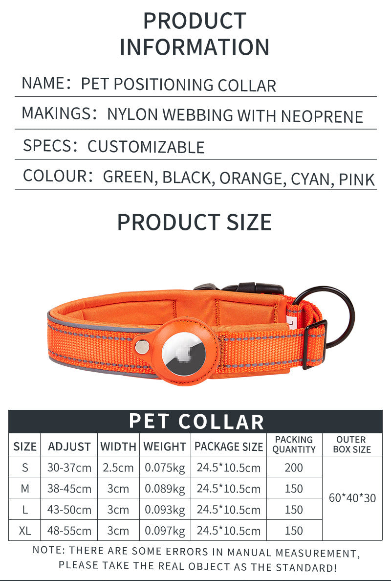 AirTag Pet Collar - Black, Size M