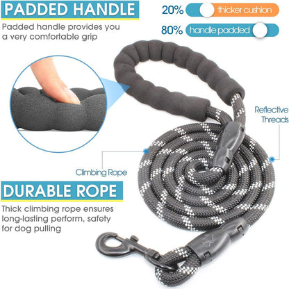Black 3-in-1 Tangle-Free Dog Leash for 1-3 Dogs – Bungee Coupler, Reflective & Padded Handle