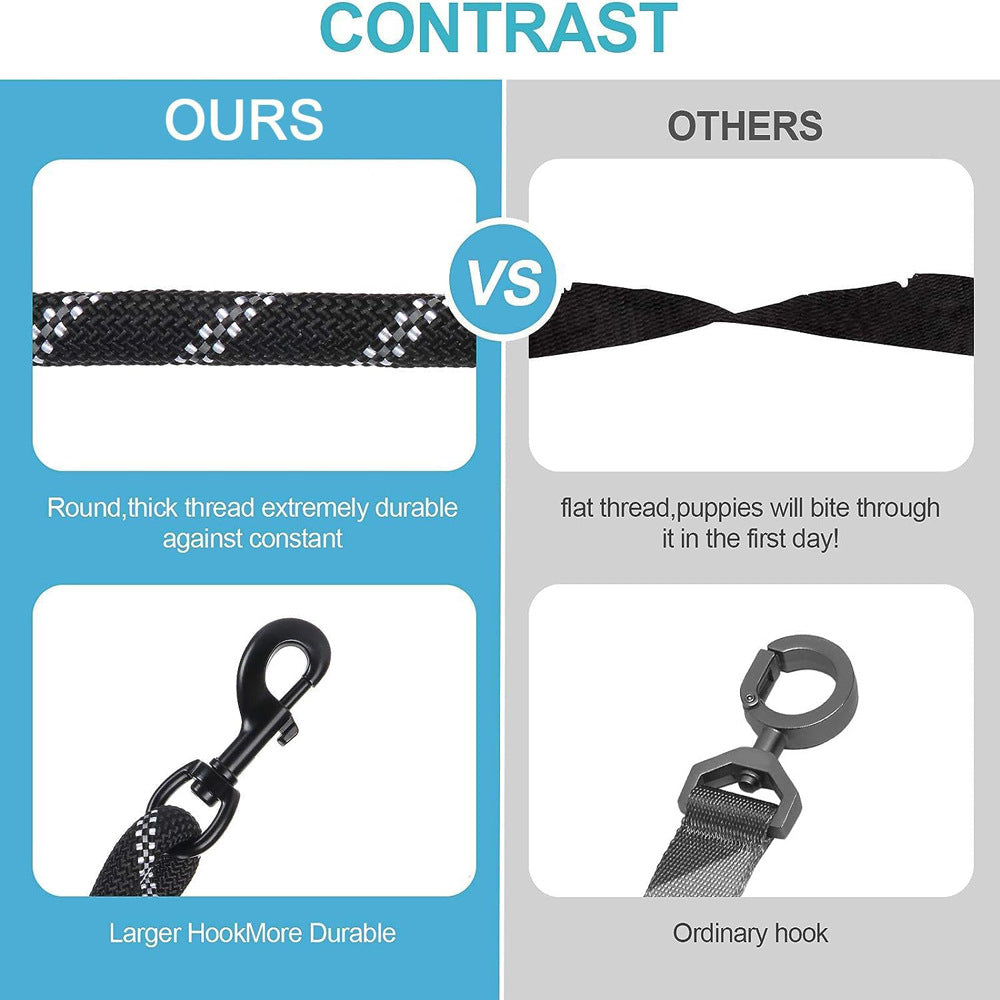 Black 3-in-1 Tangle-Free Dog Leash for 1-3 Dogs – Bungee Coupler, Reflective & Padded Handle