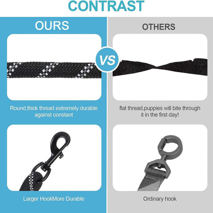 Black 3-in-1 Tangle-Free Dog Leash for 1-3 Dogs – Bungee Coupler, Reflective & Padded Handle