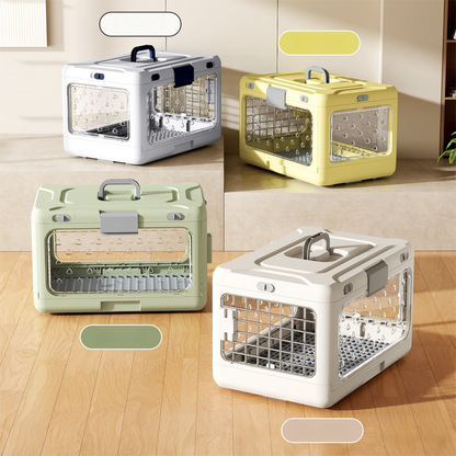 Blue Foldable Pet Carrier Crate – Breathable, Cats & Small Dogs up to 10kg