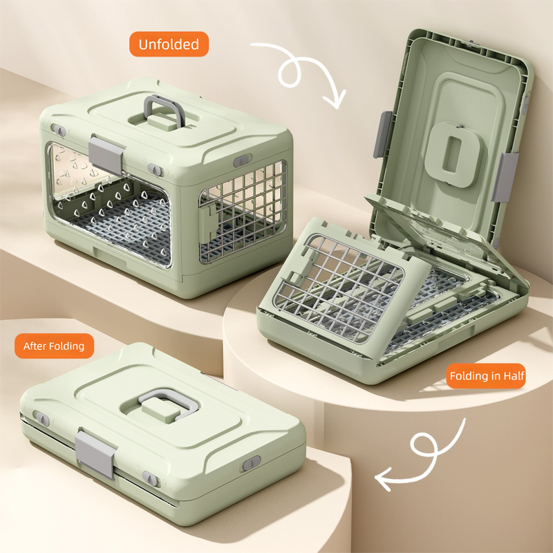 Blue Foldable Pet Carrier Crate – Breathable, Cats & Small Dogs up to 10kg