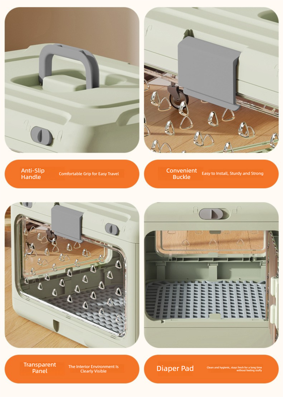 Blue Foldable Pet Carrier Crate – Breathable, Cats & Small Dogs up to 10kg