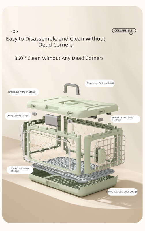 Blue Foldable Pet Carrier Crate – Breathable, Cats & Small Dogs up to 10kg