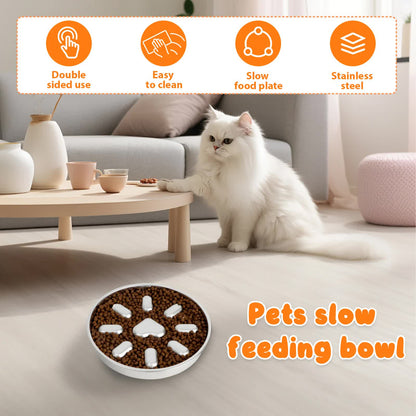 Stainless Steel Slow Feeder Bowl for Dogs & Cats – 2 Pack