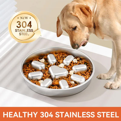 Stainless Steel Slow Feeder Bowl for Dogs & Cats – 2 Pack