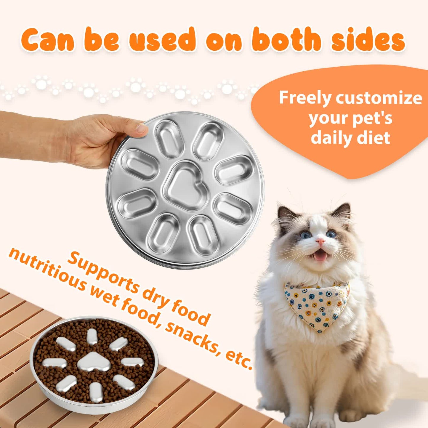 Stainless Steel Slow Feeder Bowl for Dogs & Cats – 2 Pack
