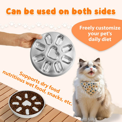 Stainless Steel Slow Feeder Bowl for Dogs & Cats – 2 Pack
