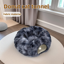 2-in-1 Cat Tunnel Bed – Dark Grey Tie-Dye 85cm