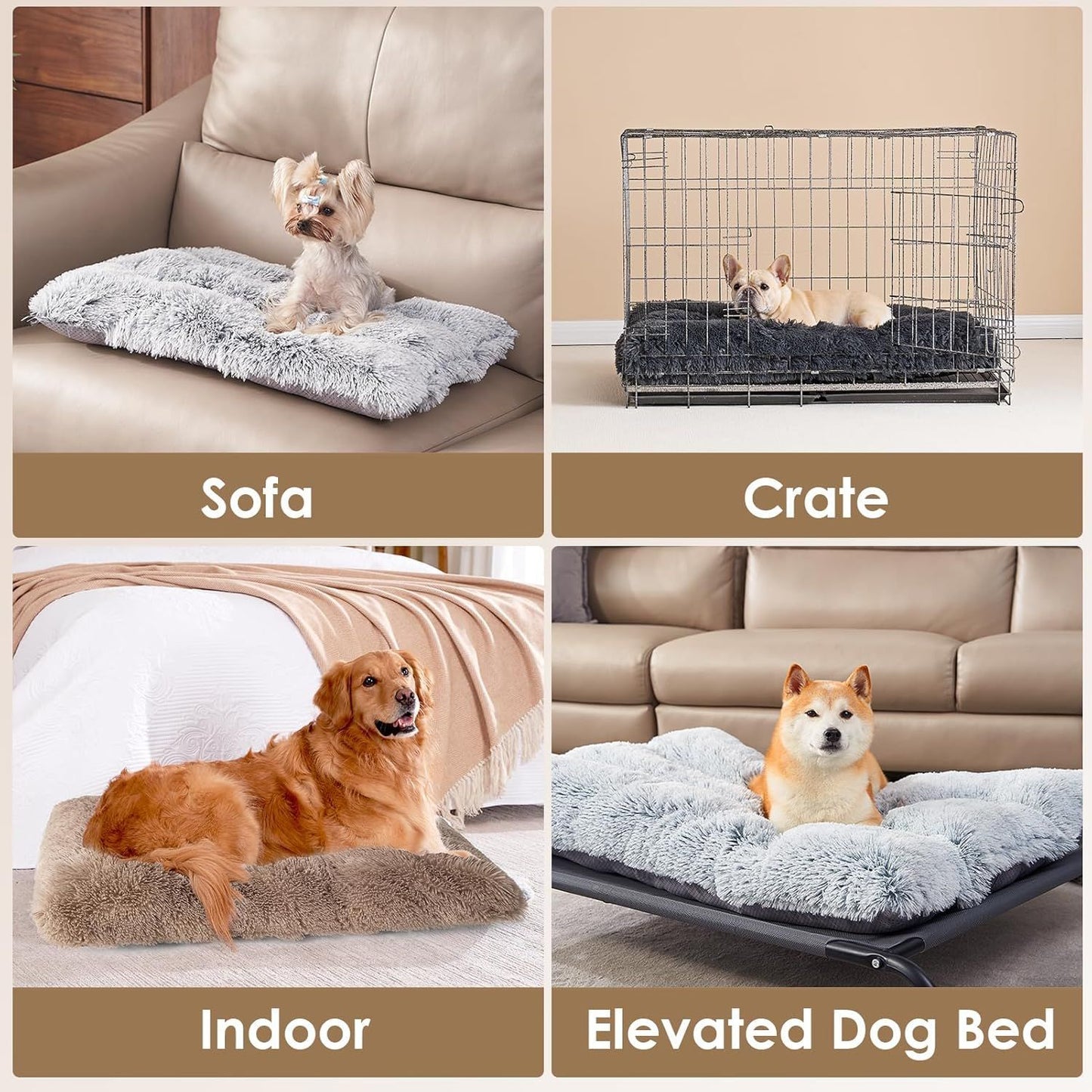 Luxury Faux Fur Pet Bed Mat – 95x65cm Brown