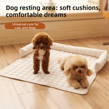 Beige Pet Sofa Protector & Calming Bolster Bed – Diamond Lattice, 75x75cm