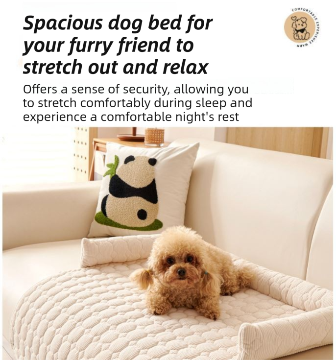 Light Grey Pet Sofa Protector & Calming Bolster Bed – 75x75cm Cable Knit